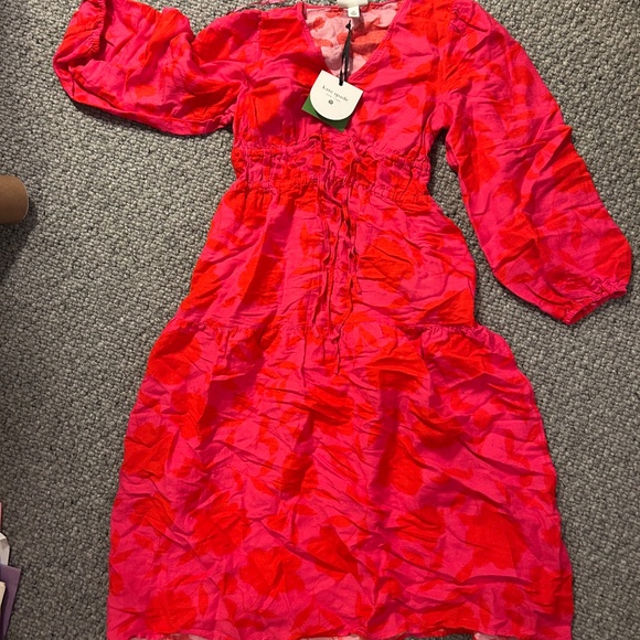 Kate Spade x Target Classic Rose Linen Midi Dress Pink/Red Size XS NWT - Picture 5 of 5